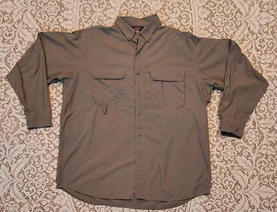 Redington Mens Fishing Shirt Sz XL Vented Olive Green Lightweight Roll Up Sleeve • $8.90