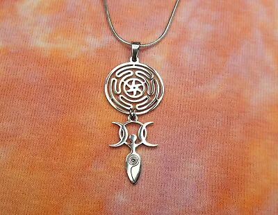 Hecate Triple Goddess Moon With Spiral Goddess Necklace Or Earrings Hekate Charm • $17.99
