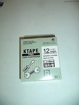 10 LABEL Tapes K-Sun Black  White 1/2  K Sun 12mm LC4WBN EPSON COMPATIBLE SS12KW • $23.99