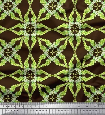 Soimoi Brown Cotton Poplin Fabric Leaves & Floral Geometric Fabric-2pv • $11.57