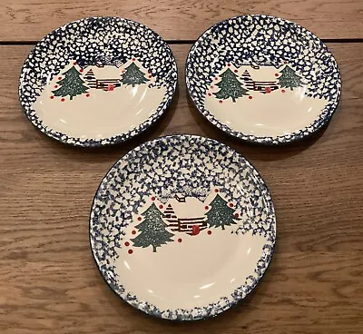 Vintage Folk Craft Tienshan Cabin In The Snow Dinner Plate 10.5  - Set Of 3 • $12.90