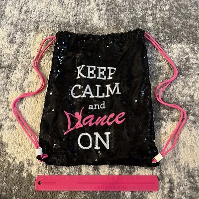 Girls Dance Bag Keep Calm And Dance Black Sequin And Pink Dance Bag Sparkle • $22.99