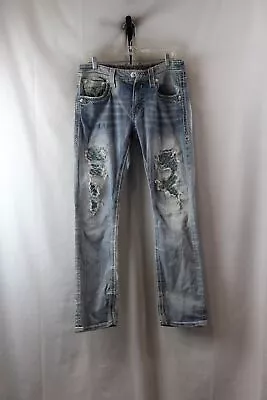 Rock Revival Men's Denim Blue Straight Leg Jeans SZ 33 • $9.99