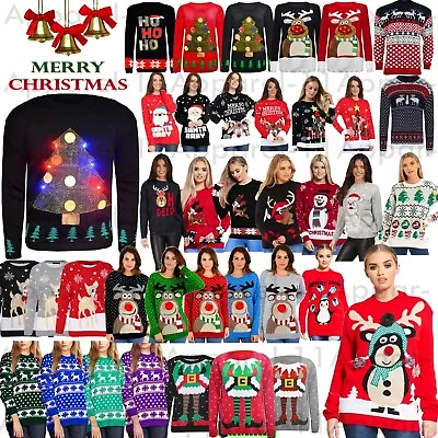 $13.48 • Buy Womens Mens Ladies Unisex Xmas Christmas Jumpers Knit 3D LIGHT Fair Isle Novelty