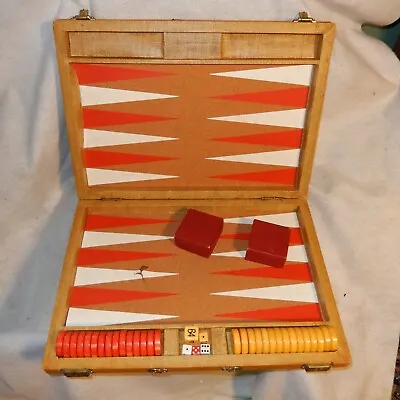 Vintage CRISLOID Plastics BACKGAMMON Set LARGE Cork Bakelite Caitlin Marble Game • $299.95