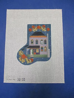 $48 • Buy Handpainted Needlepoint Canvas Melissa Shirley Halloween Mini Stocking Haunted 