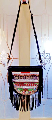 £49 • Buy Vintage Addiction Suede Beaded Fringed Embroidery Bag Festival Boho Hippie