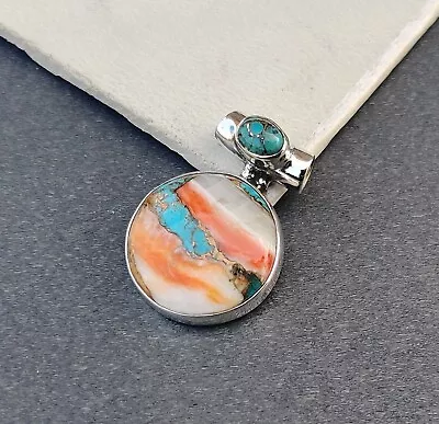 Oyster Copper Turquoise Pendant Gemstone 925 Sterling Silver Handmade Gift PG888 • $17.51