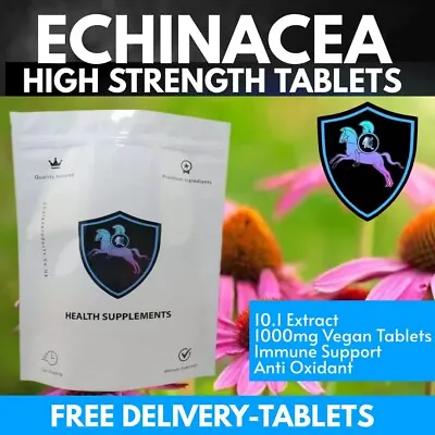 Echinacea 1000mg Tablets | High Strength Cold & Flu Immune Support Supplement • £5.99