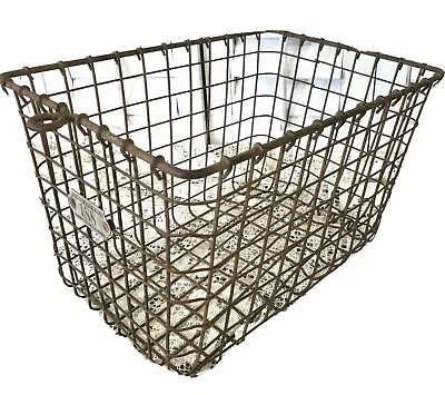 Vintage Rusty Metal Locker Basket 188 Industrial Farmhouse Storage Decor • $54
