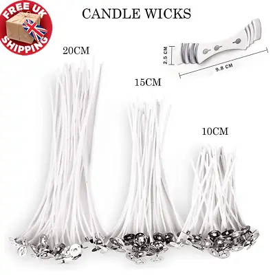 Pre Waxed Candle Wicks With Long Tabbed Cotton Sustainer For Candle Making Craft • £15.99