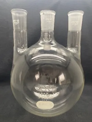 Pyrex Glass 3000mL 4-Neck Vertical Round Bottom Reaction Flask 29/42 10/30 • $114.99