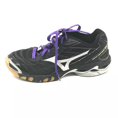 Mizuno Womens Sneaker Wave Lightning RX Black Silver Lace Up Walking Shoe 8.5 • $16.24