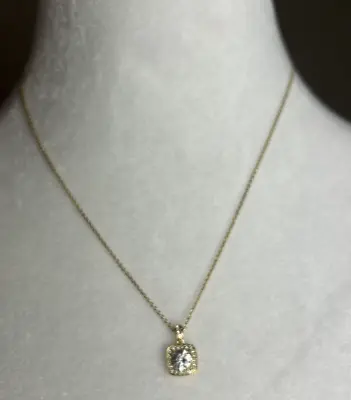 NADRI Necklace Square Cubic Zirconia Pendant Gold-tone New • $28