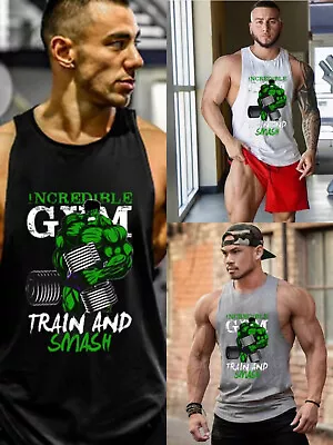 Men Workout Tank Top Sleeveless Gym Shirts Bodybuilding Fitness Muscle Tee Shirt • $8.99