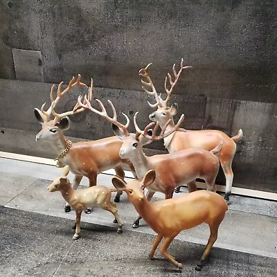 1970s Vintage Plastic Deer Lot Of 5 Wildlife Antlers Crafts Various Sizes • $22.32