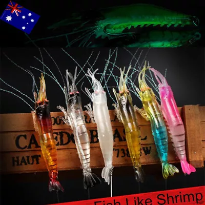 $9.90 • Buy 6x Soft Plastic Fishing Lures Tackle Prawn Shrimp Flathead Bream Cod Bass Glow
