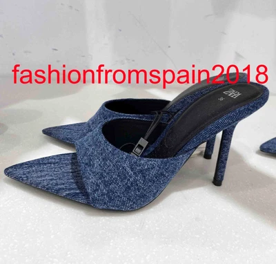 $59.99 • Buy Zara New Woman Denim Sandals With Pointed Toe Shoes Blue 35-42 3354/210