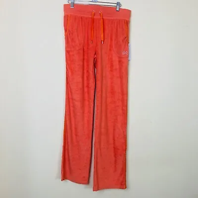 BCBGmaxazria Velour Sweatpants Women’s Large Track Orange Tiger Lily Terry New • $119.90