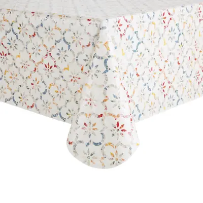 Mainstays Ogee Tile PEVA Tablecloth Multicolor 60 W X 102 L Rectangle • $8.46