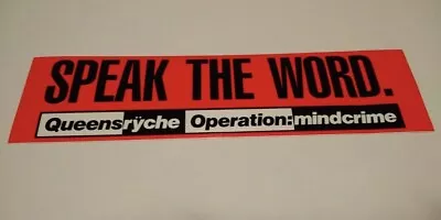 $15 • Buy Queensryche Speak The Word Operation Mindcrime 1988 Promotional Bumper Sticker