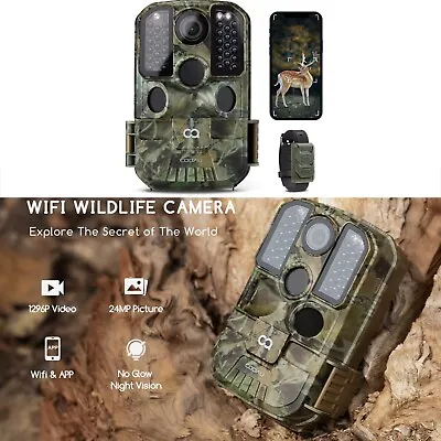 COOAU 24MP WiFi Trail Camera Outdoor Waterproof Wildlife Nature Garden Camera UK • £59.99