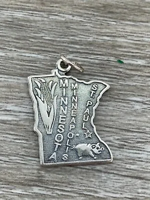 Minnesota State Shaped Minneapolis St Paul Farm Sterling Silver 3d Charm Pendant • $17.83