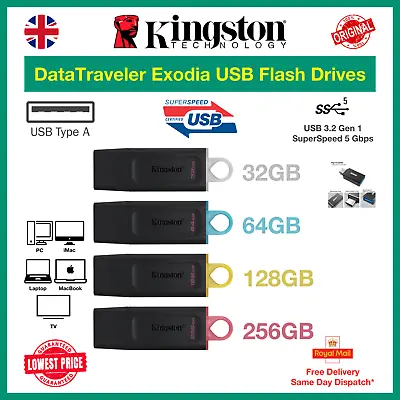 £5.49 • Buy Kingston DataTraveler Exodia 32/64/128/256 GB USB 3.2 Flash Drives, Wholesale