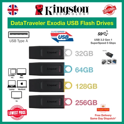 £5.49 • Buy Kingston DataTraveler Exodia 32/64/128/256 GB USB 3.2 Flash Drives, Wholesale
