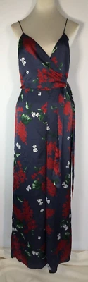 $24.99 • Buy Keepsake Womens Size 12 Jumpsuit Blue Floral Wrap Bust  Wide Leg Brand New Tags