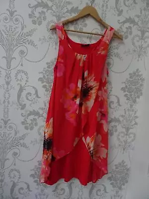 WALLIS Ladies Gorgeous Pink Floral Chiffon Jersey Tunic Dress UK 18 NEW NWT £45 • £13.99