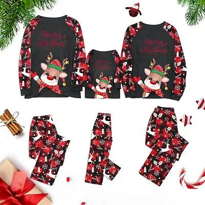 Christmas Elf Pyjamas Family Matching PJs Set Xmas Ladies Men Kids Elk Nightwear • £5.74