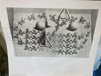 M.C.Escher Magic Mirror Print Printed By Bakker Baarn Holland • £20