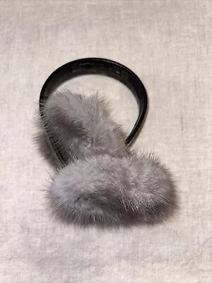 Designer Gray And Black Mink Fur EarMuffs One Size • $69