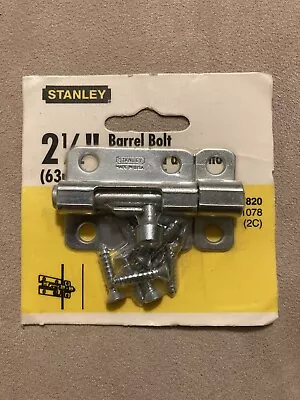 NEW Stanley 75-7820 2-1/2  Barrel Bolt Zinc Plated Steel  *FREE SHIPPING* • $6.88