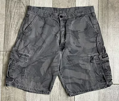 Wrangler Mens Camo Cargo Shorts Size 36 Gray Camouflage Mid Rise 9” Inseam • $28.12