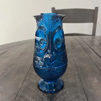 Vintage Viking Glass Owl Fairy Lamp Bluenique 6900 Glimmer Candle Holder Blue • $299.99