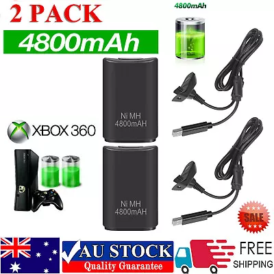 For Xbox 360 Wireless Controller Rechargeable Dual Battery Packs + Charger Cable • $17.99