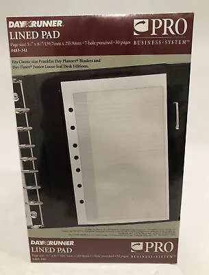 Day Runner Lined Pad  5½  × 8½   - 30 Sheets Per Pack 7 Hole Punched #483-341 • $8.99