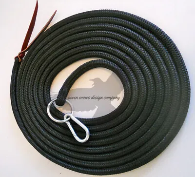 22 FT. Natural Horse Training Lead Rope Long Line 1/2  Yacht Rope~~BLACK • $55