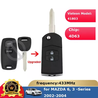 Flip Remote Keyless Entry Key Fob For Mazda 2 3 6 2002 2003 2004 2005 41803 4D63 • $25.33