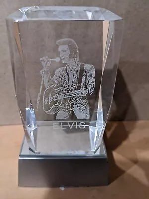 Elvis In Concert Laser Etched Crystal Glass W/Light Base Original Box Nice Gift! • $20