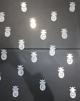 NEW 24 Pc 3D Silver Pineapple Mirrors Wall Cabinet Door Acrylic Stickers Set • £23.74