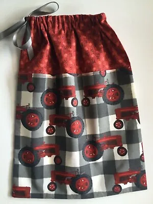 $9 • Buy Bag Drawstring Tractor Red Fabric Shoes Toys Cars Gift Nappies Handmade New Boys