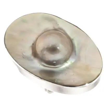 925 Silver Oval Opulent Mabe Blister Mother Of Pearl Shell Sz 6 Ring 1 1/2  • $39.95