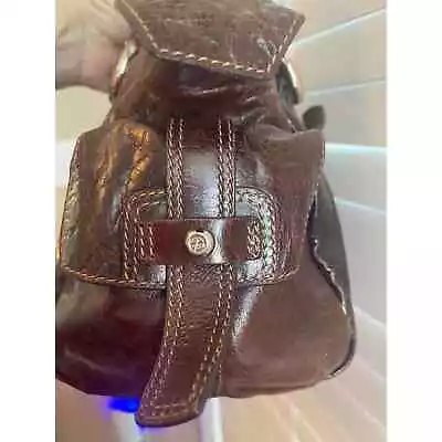 Francesco Biasia Handbag Large Metallic Handle Satchel Purse EC Leather Brown • $40