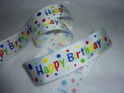 HAPPY BIRTHDAY Wired Ribbon Cake Decoration Banner Wrapping Bows • £1.80