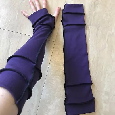 Purple Zombie Fingerless Gloves Upcycled Elbow Length Arm Warmers Whimseygoth OS • $34