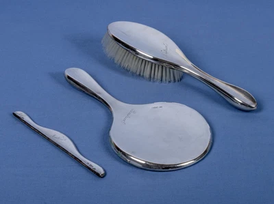 £139.99 • Buy Antique Silver Table Dressing Set Mirror Brush Comb Holder Marks London WH 1896