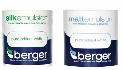 Berger Pure Brilliant White Matt Silk Paint 1L TIin Interior Use  Walls Ceilings • £10.59